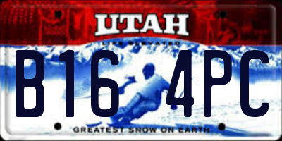 UT license plate B164PC