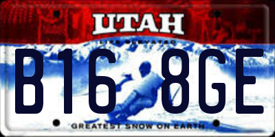 UT license plate B168GE