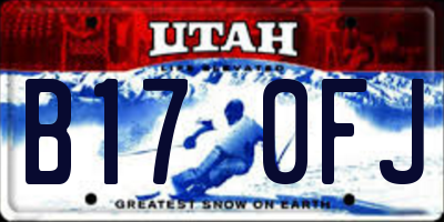 UT license plate B170FJ