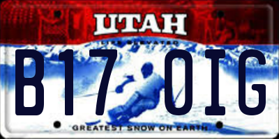 UT license plate B170IG