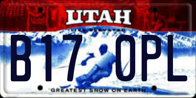 UT license plate B170PL