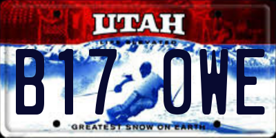 UT license plate B170WE