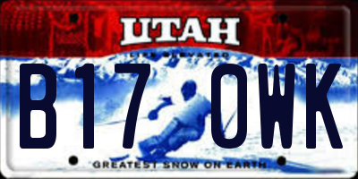 UT license plate B170WK