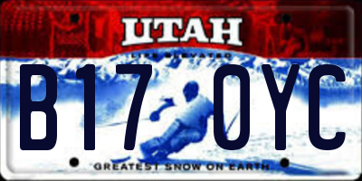 UT license plate B170YC