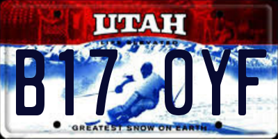 UT license plate B170YF