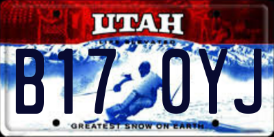 UT license plate B170YJ