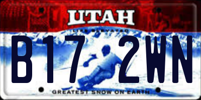 UT license plate B172WN