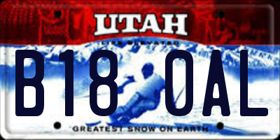 UT license plate B180AL