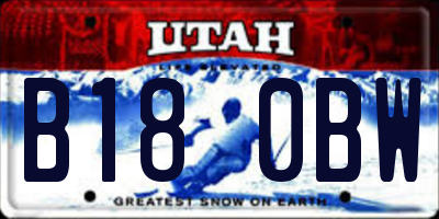 UT license plate B180BW
