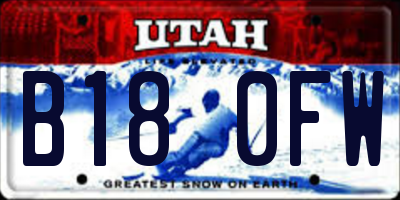 UT license plate B180FW