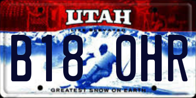 UT license plate B180HR
