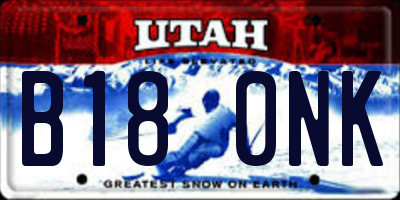 UT license plate B180NK