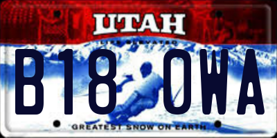 UT license plate B180WA