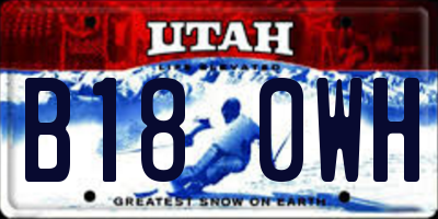 UT license plate B180WH