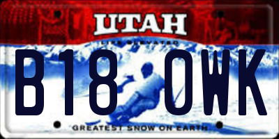 UT license plate B180WK