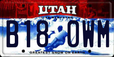 UT license plate B180WM
