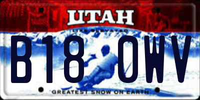 UT license plate B180WV