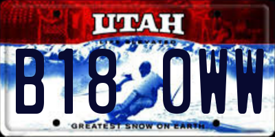 UT license plate B180WW