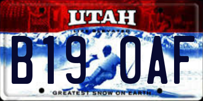 UT license plate B190AF