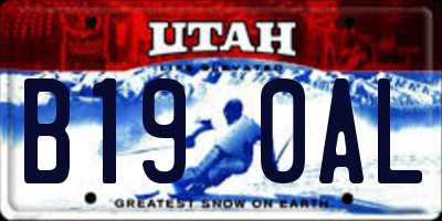 UT license plate B190AL