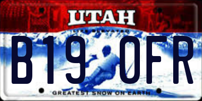 UT license plate B190FR