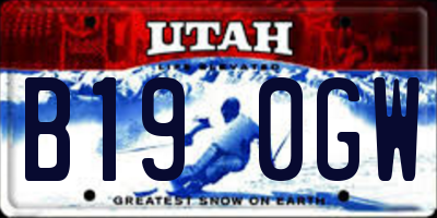 UT license plate B190GW