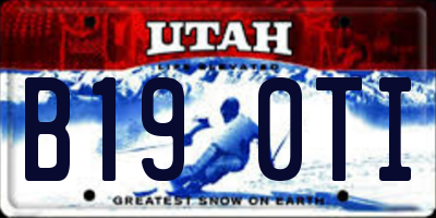 UT license plate B190TI