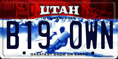 UT license plate B190WN