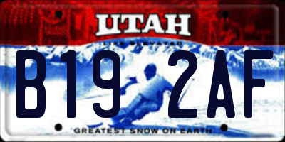 UT license plate B192AF