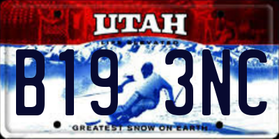 UT license plate B193NC
