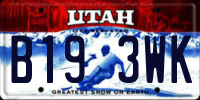 UT license plate B193WK