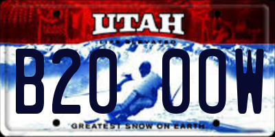 UT license plate B200OW