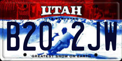 UT license plate B202JW
