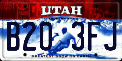 UT license plate B203FJ