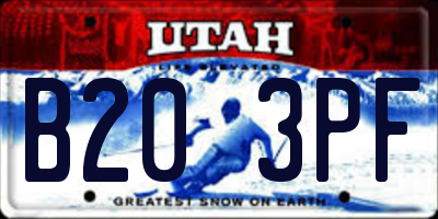 UT license plate B203PF