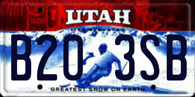 UT license plate B203SB