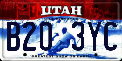 UT license plate B203YC