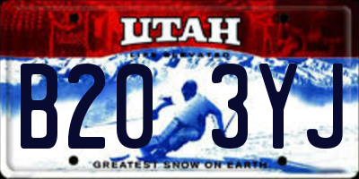 UT license plate B203YJ