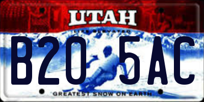 UT license plate B205AC