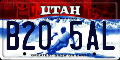 UT license plate B205AL