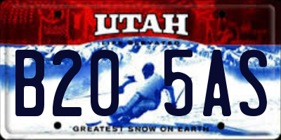 UT license plate B205AS