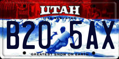 UT license plate B205AX