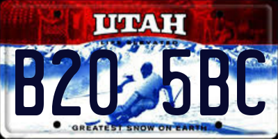 UT license plate B205BC