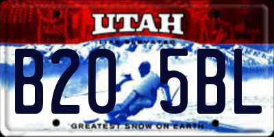 UT license plate B205BL