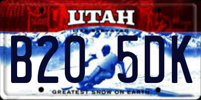 UT license plate B205DK