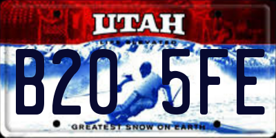 UT license plate B205FE