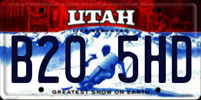 UT license plate B205HD
