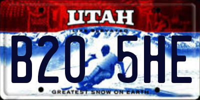 UT license plate B205HE