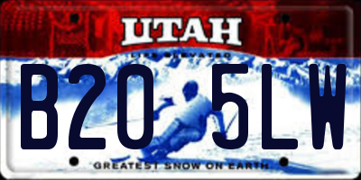UT license plate B205LW