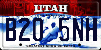 UT license plate B205NH
